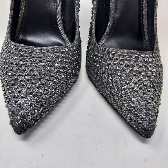 Steve Madden "Daisie" Silver Studded Stiletto Pump Pointy Toe Heels Size 6 - Picture 5 of 8